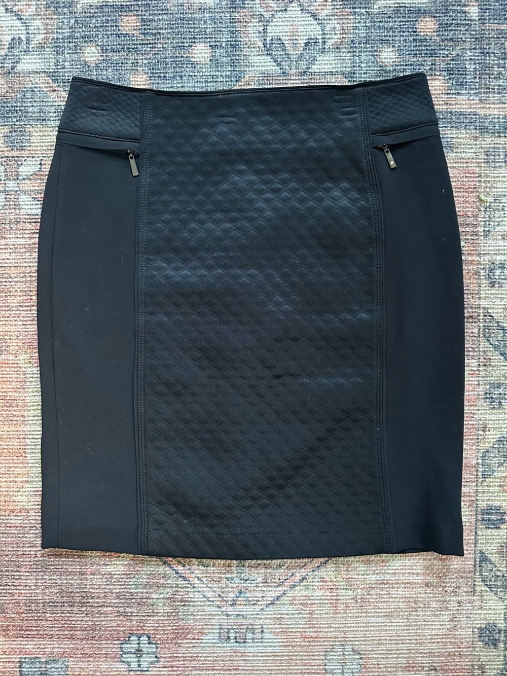 White House Black Market Black Quilted Pencil Skirt